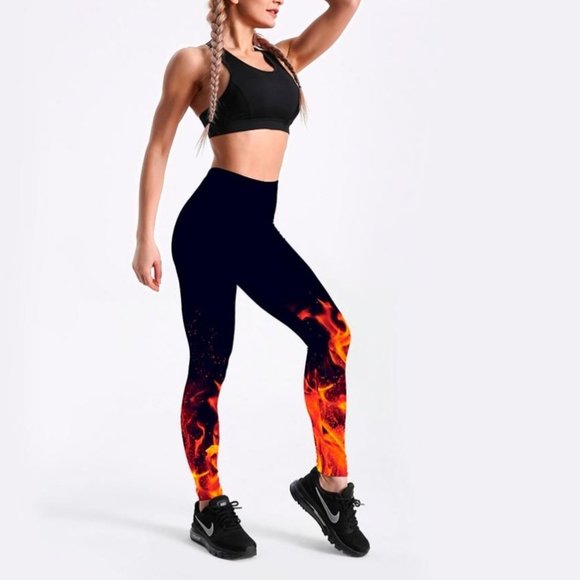 Fire flame Printing Stretchy Leggings - Picture 3 of 4